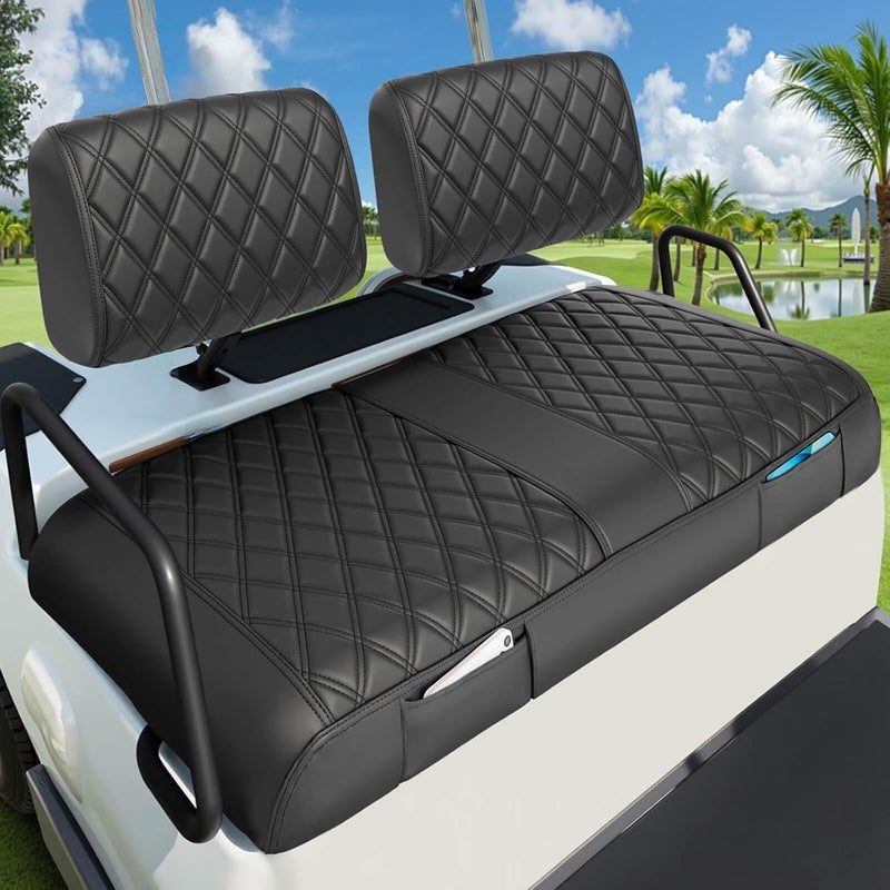 LEAPGOMAX Golf Cart Seat Covers Front for Yamaha G2 G8 G9 G11 G14 G16 G19 G20 G22 Golf Carts Made Thick Premium Marine Leather with Custom Diamond Anti-Scratch/Anti-Fading/Easy to Install - Image 1